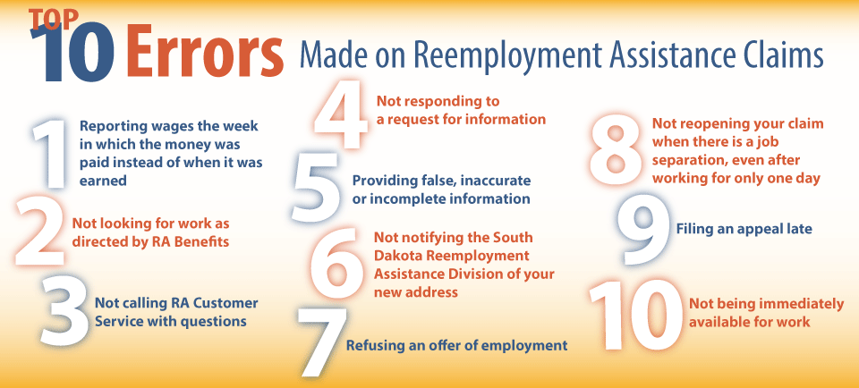 Top 10 Errors made on Reemployment Assistance Claims