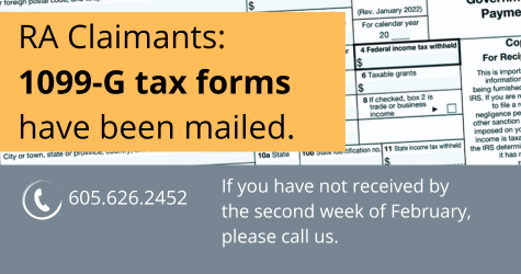 1099-G Forms have been mailed to RA Claimants.