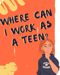 Where Can I Work as a Teen, with image of teen with hand on chin, looking to the right.