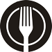 Appetizer fork and plate icon with link
